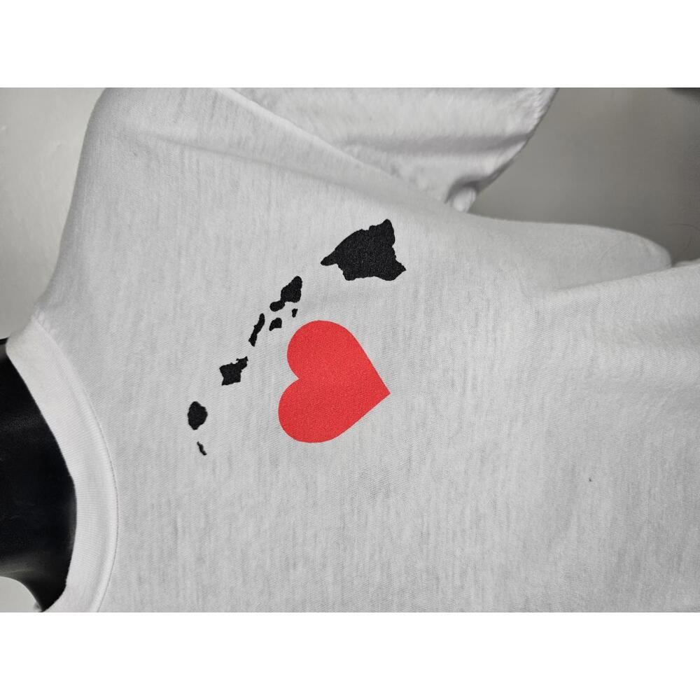 Aviator Nation White Short Sleeve Tee with Red Heart and Black Hawaii Map - Picture 2 of 9